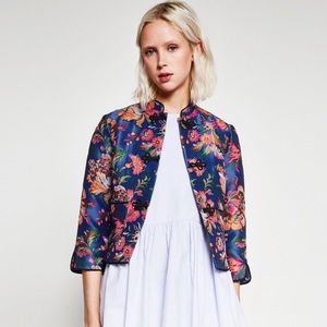Zara floral print Chinese traditional style coat